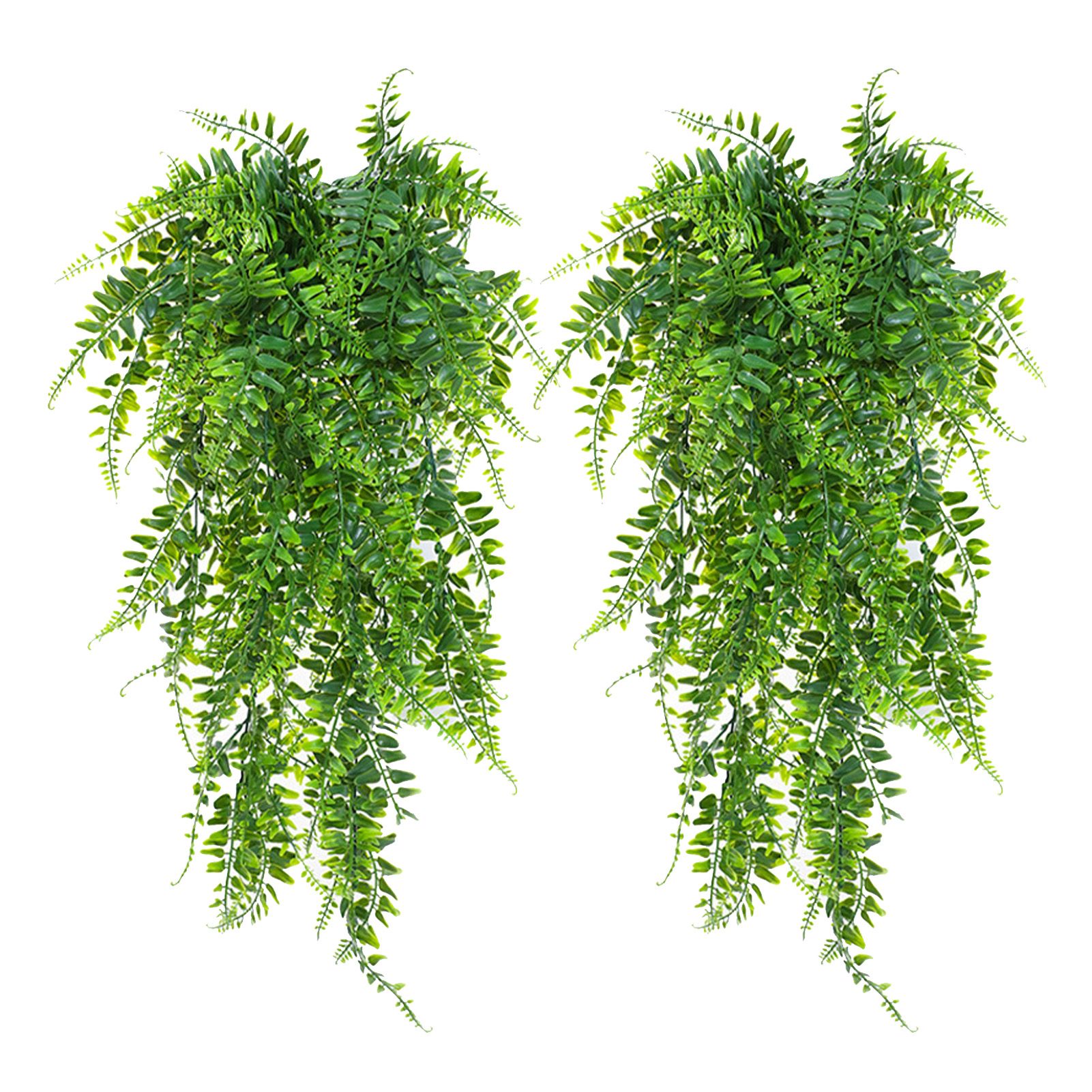 2pcs Artificial Hanging Plants Fern Plastic Green Fake Wall Hanging Ferns — image 1