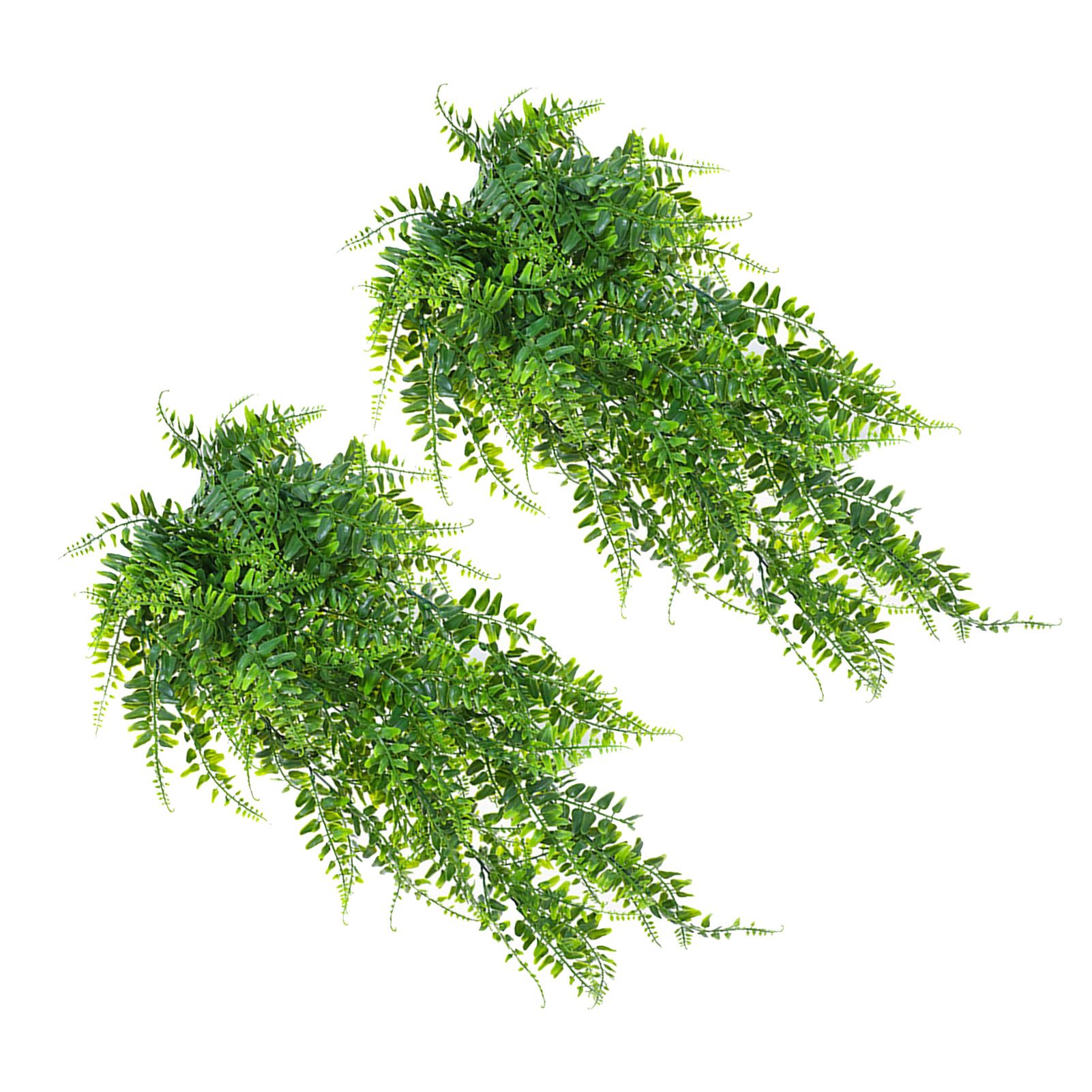 2pcs Artificial Hanging Plants Fern Plastic Green Fake Wall Hanging Ferns view 3