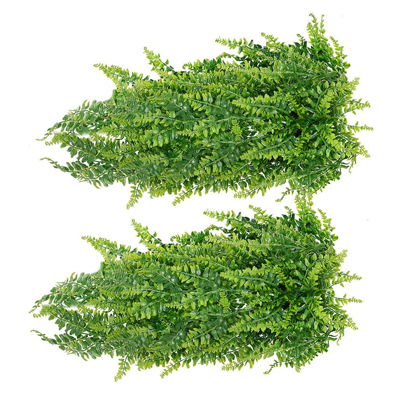 2pcs Artificial Hanging Plants Fern Plastic Green Fake Wall Hanging Ferns view 4