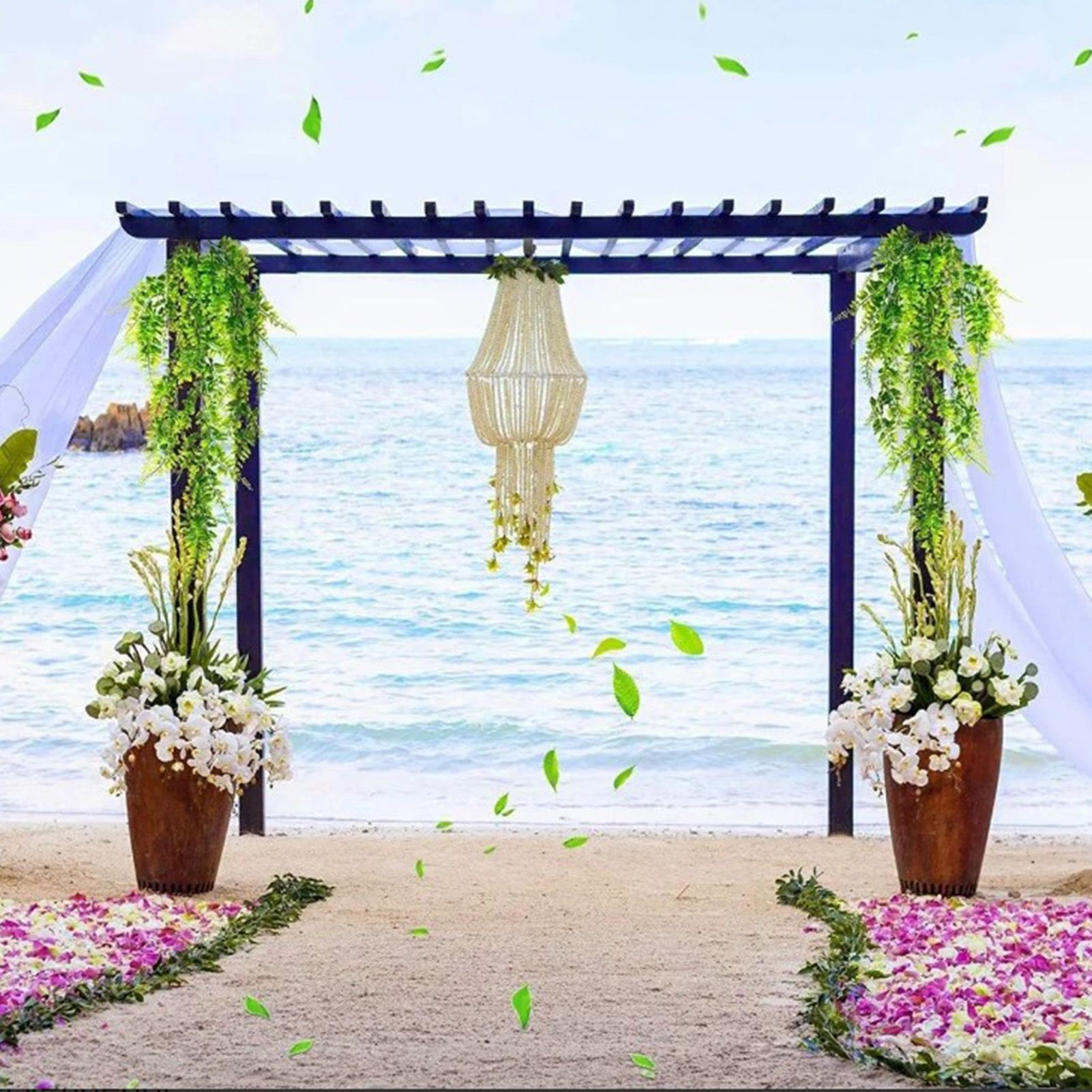 2pcs Artificial Hanging Plants Fern Plastic Green Fake Wall Hanging Ferns view 13