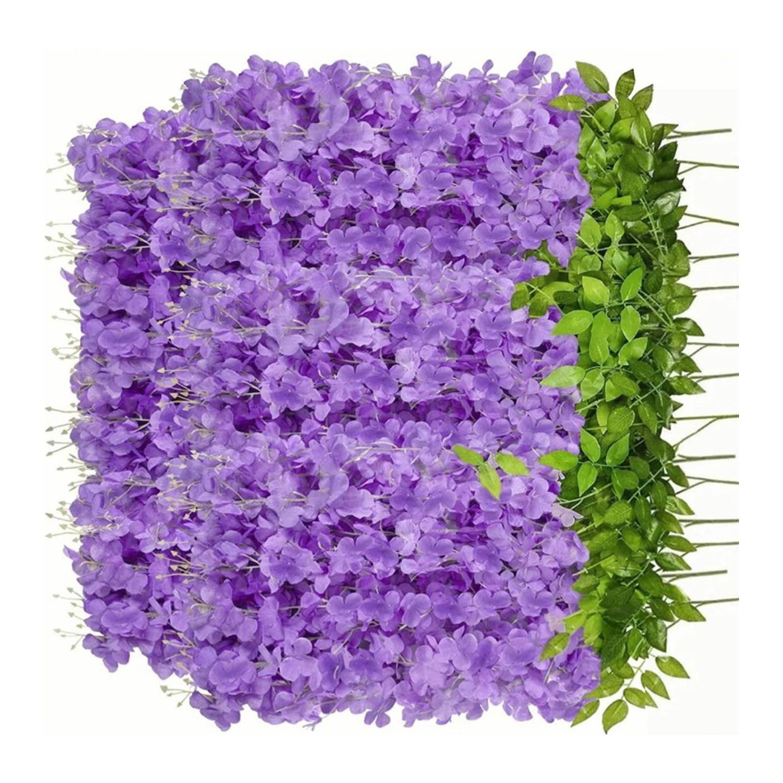 14PCS Ceiling Artificial Wisteria Flower Six Leaf Purple Blue Fake Vines view 2