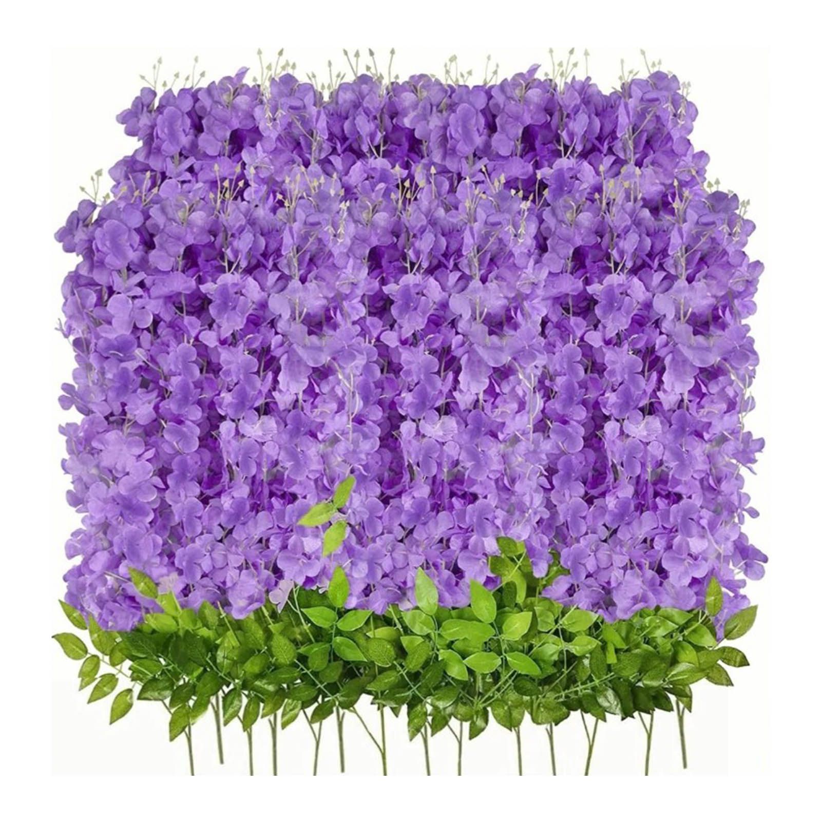 14PCS Ceiling Artificial Wisteria Flower Six Leaf Purple Blue Fake Vines view 4
