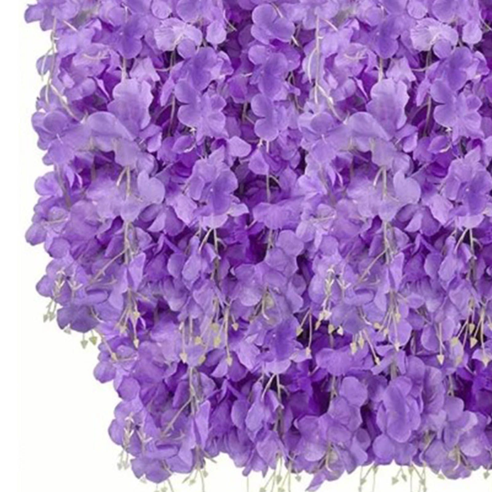 14PCS Ceiling Artificial Wisteria Flower Six Leaf Purple Blue Fake Vines view 8