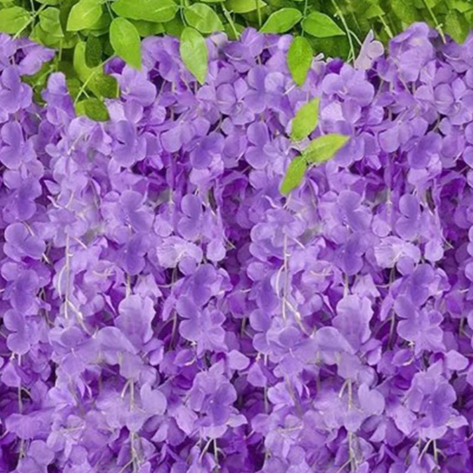14PCS Ceiling Artificial Wisteria Flower Six Leaf Purple Blue Fake Vines view 9