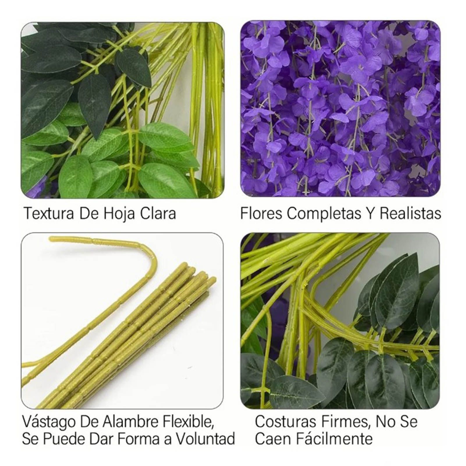 14PCS Ceiling Artificial Wisteria Flower Six Leaf Purple Blue Fake Vines view 12