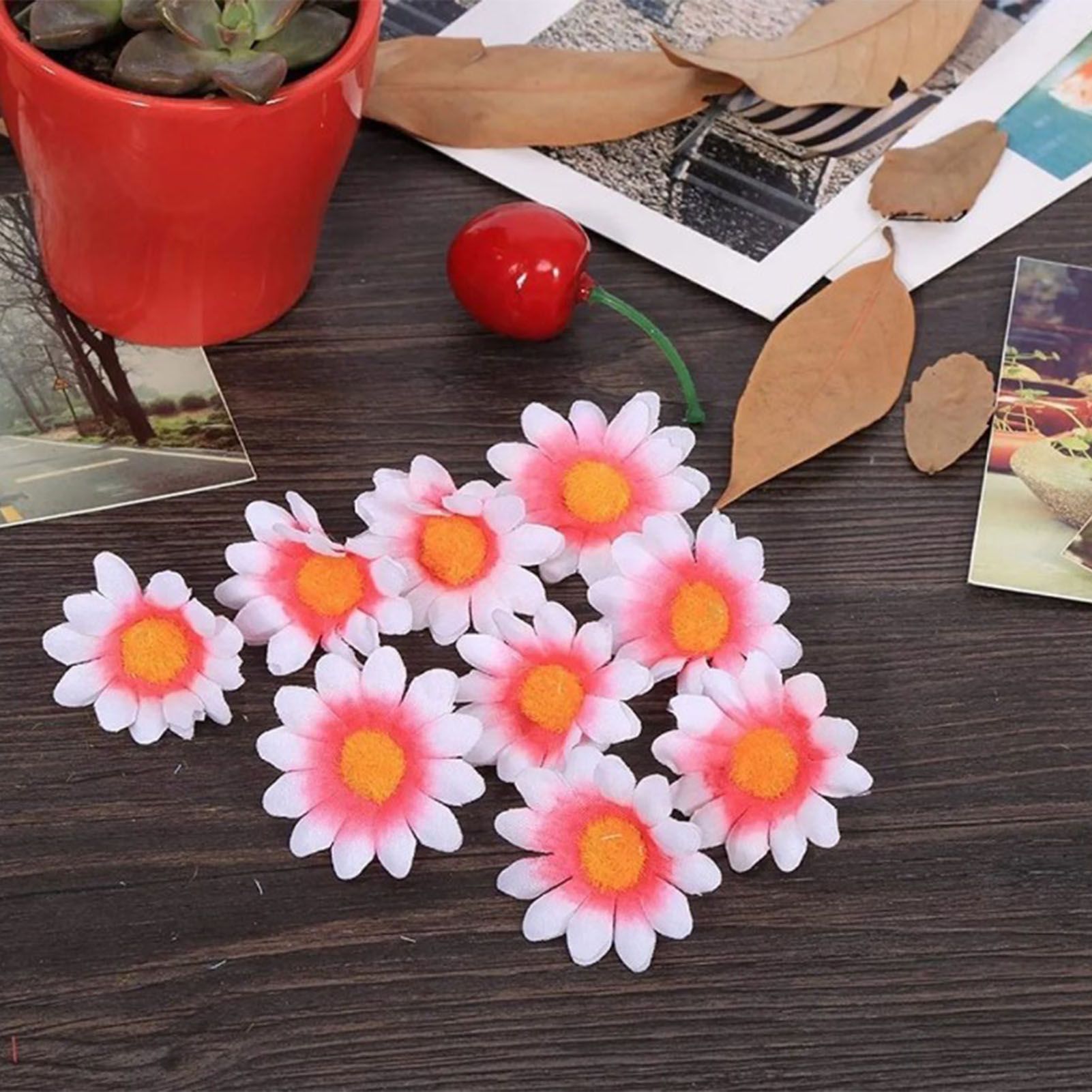 100pcs Artificial Little Daisy Lovely DIY Handcraft Silk Little Daisy for view 11