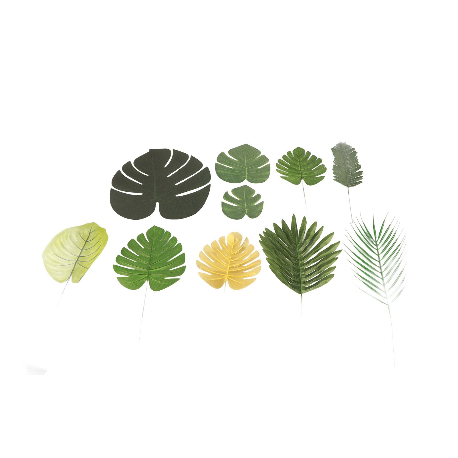 70pcs Simulated Palm Leaves Decorative Practical 10 Kinds Fake Faux Jungle view 2