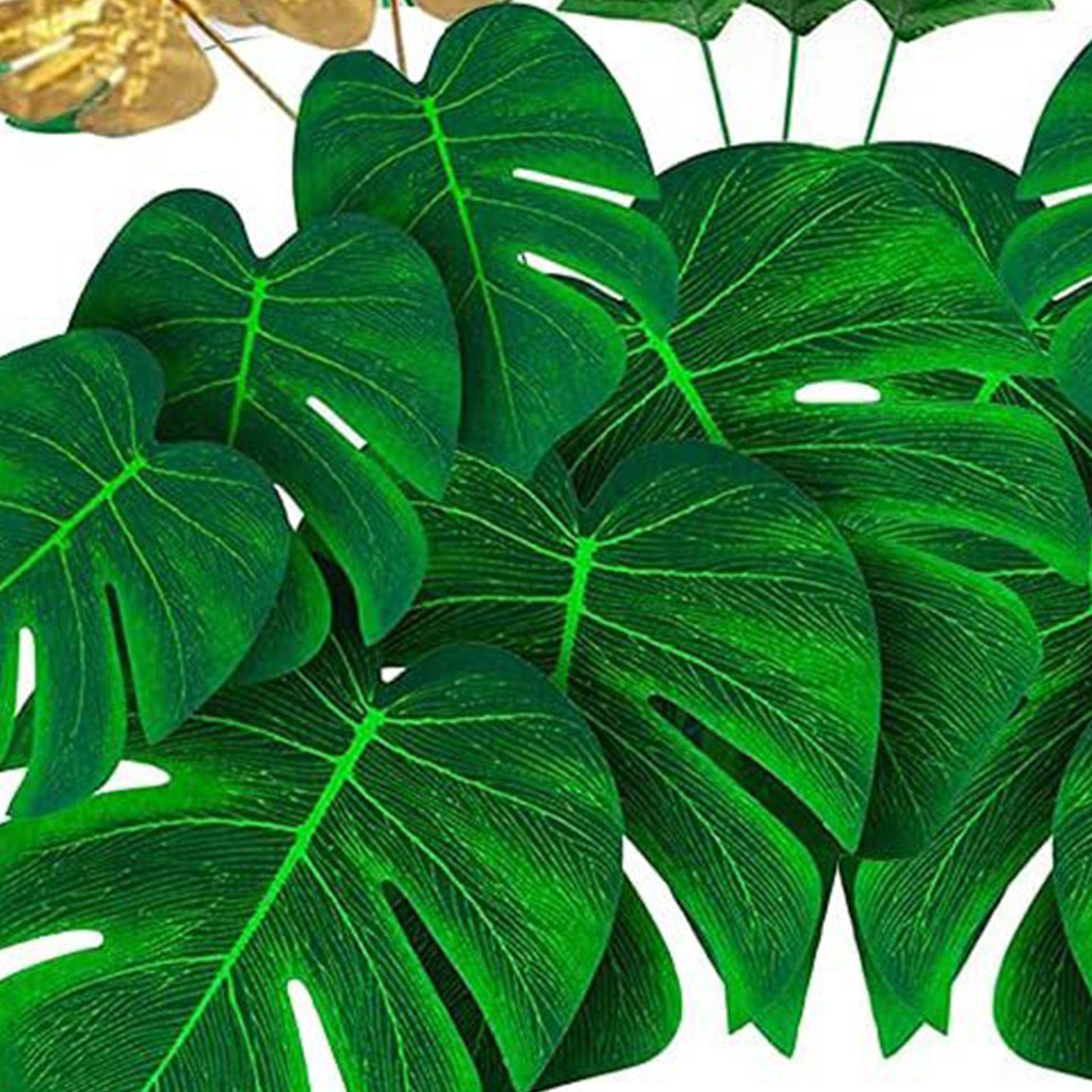 70pcs Simulated Palm Leaves Decorative Practical 10 Kinds Fake Faux Jungle view 9