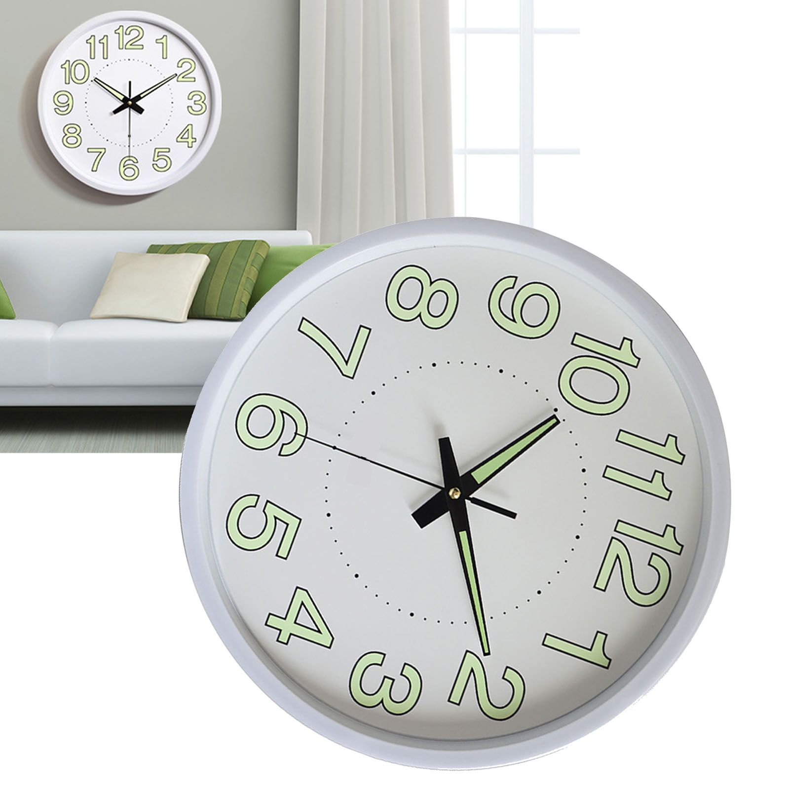 12 Inch Luminous Wall Clock Minimalist Round Quartz Clock for Bedroom Living view 5