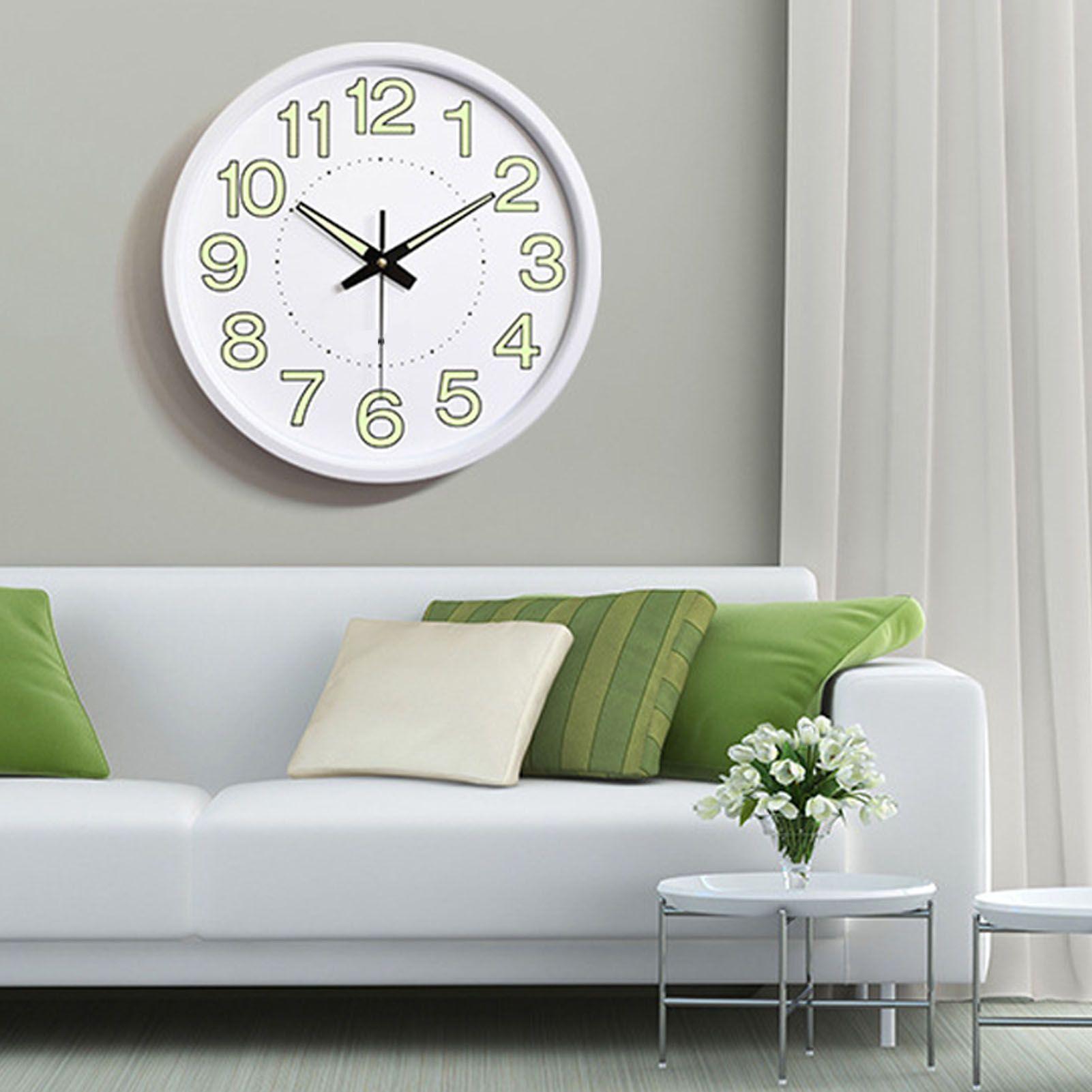 12 Inch Luminous Wall Clock Minimalist Round Quartz Clock for Bedroom Living view 10