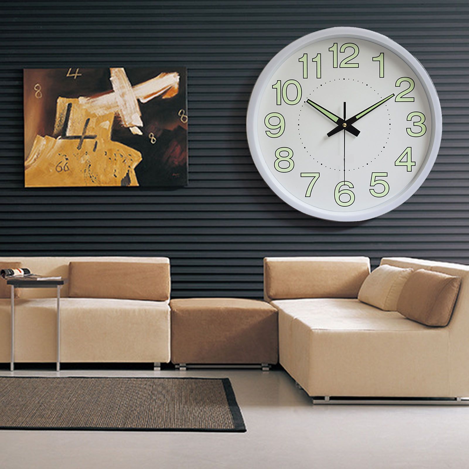 12 Inch Luminous Wall Clock Minimalist Round Quartz Clock for Bedroom Living view 12