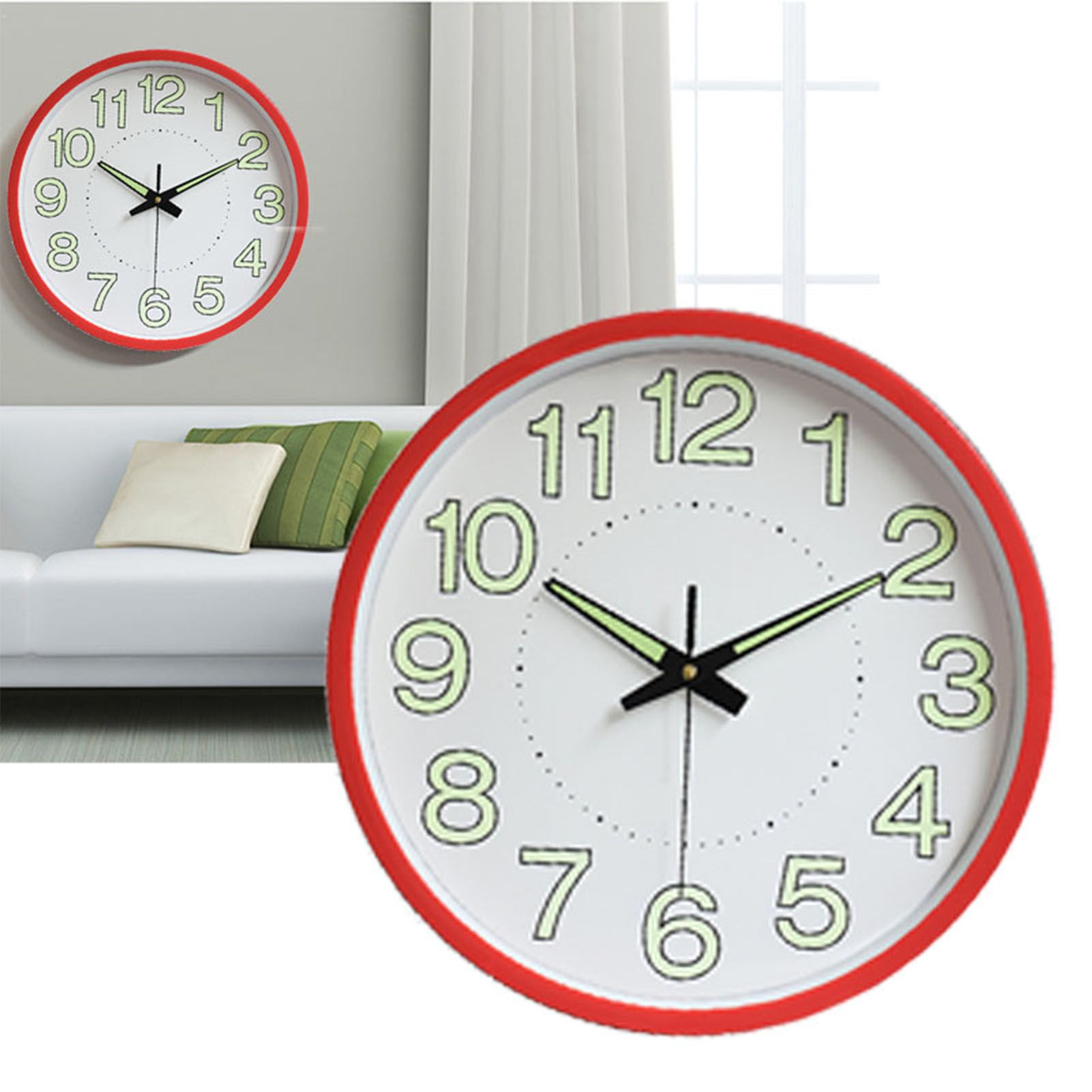 12 Inch Luminous Wall Clock Minimalist Round Quartz Clock for Bedroom Living view 5