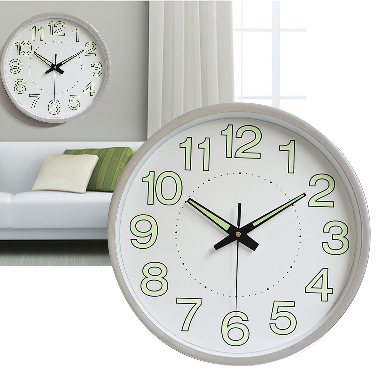 12 Inch Luminous Wall Clock Minimalist Round Quartz Clock for Bedroom Living view 5