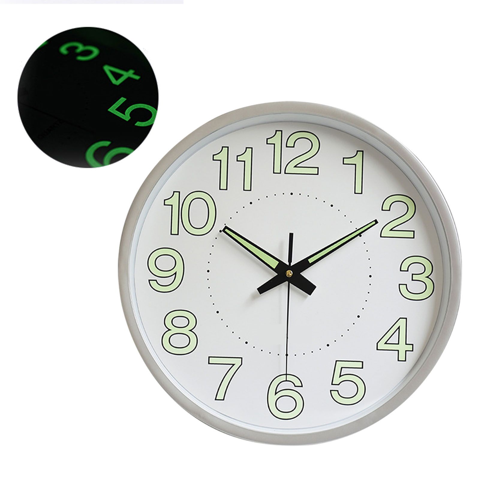 12 Inch Luminous Wall Clock Minimalist Round Quartz Clock for Bedroom Living view 6