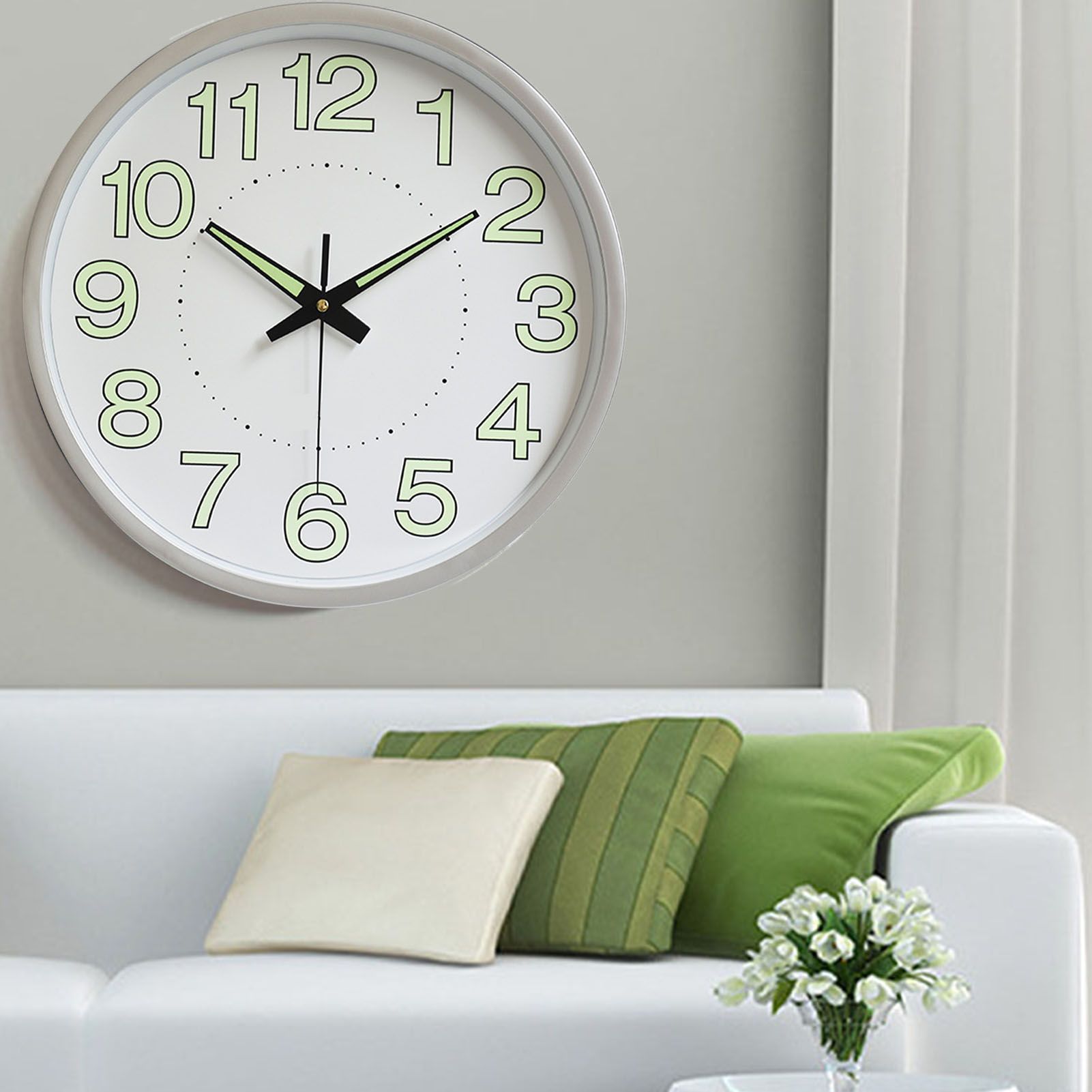 12 Inch Luminous Wall Clock Minimalist Round Quartz Clock for Bedroom Living view 10