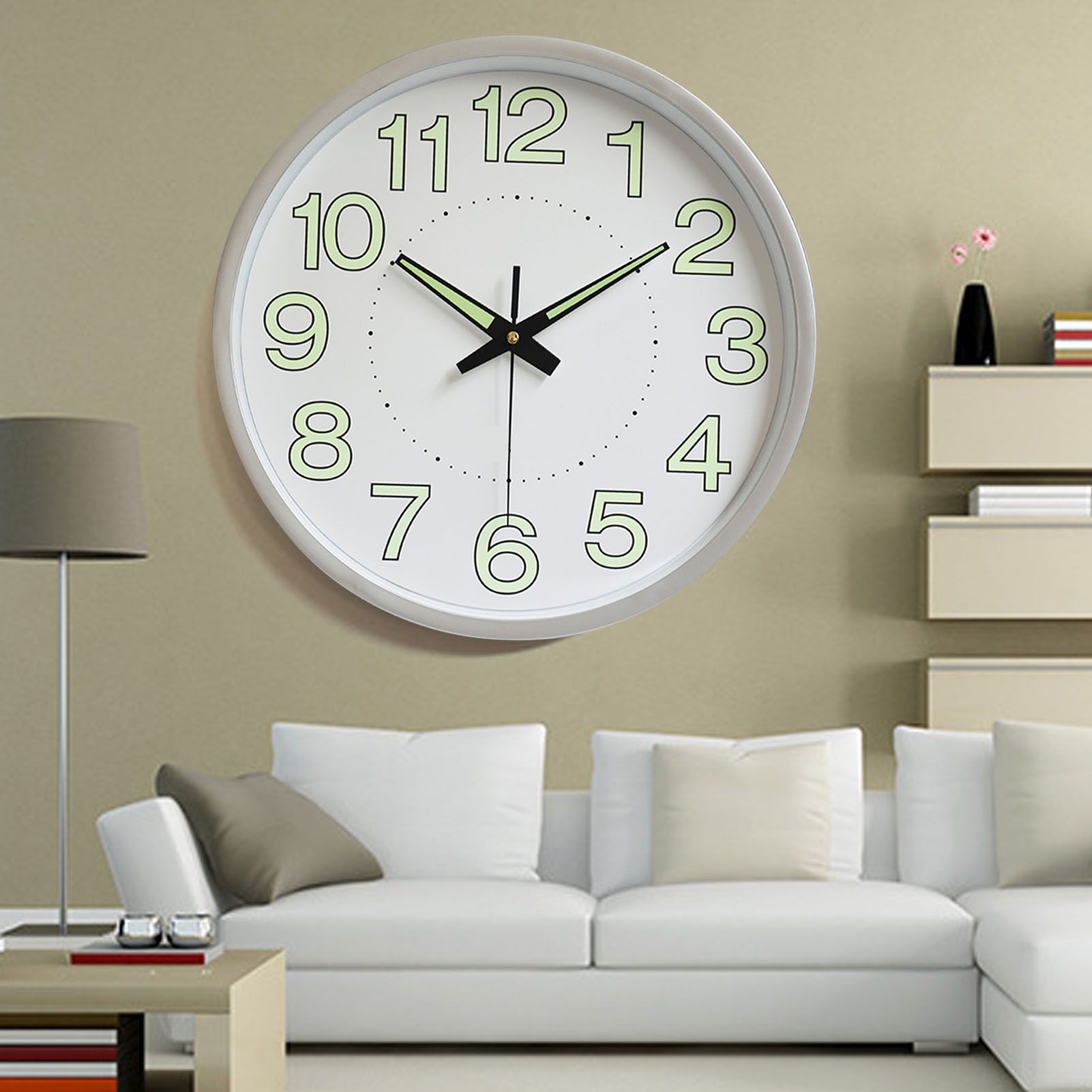 12 Inch Luminous Wall Clock Minimalist Round Quartz Clock for Bedroom Living view 11