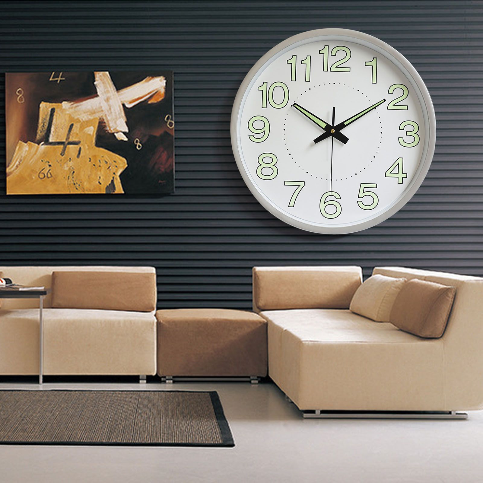 12 Inch Luminous Wall Clock Minimalist Round Quartz Clock for Bedroom Living view 12