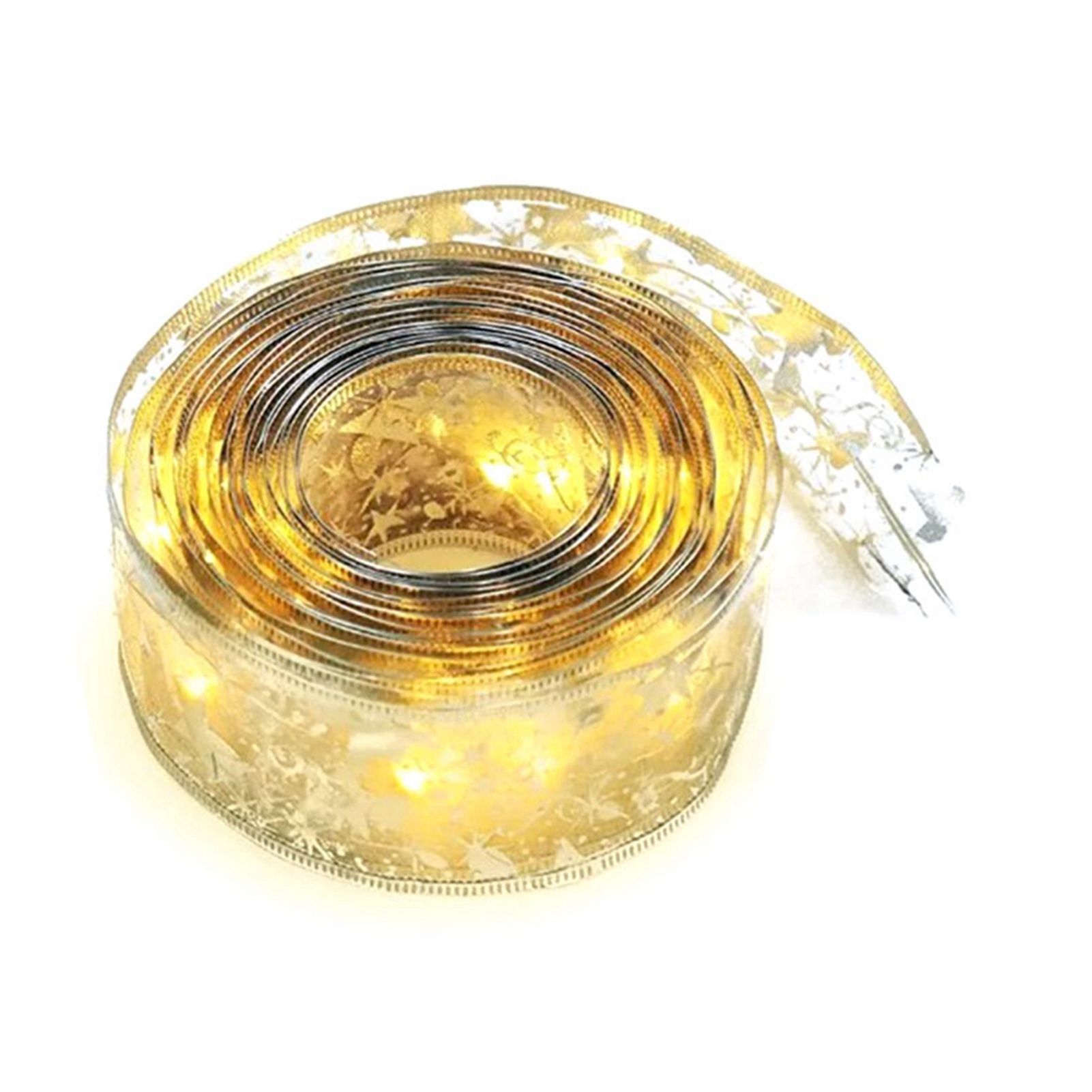 Christmas Ribbon Fairy Lights Gold Ribbon Warm Light 50 LED Christmas Tree view 2