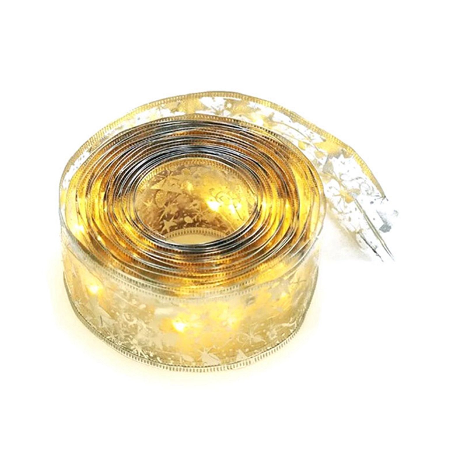 Christmas Ribbon Fairy Lights Gold Ribbon Warm Light 50 LED Christmas Tree view 4