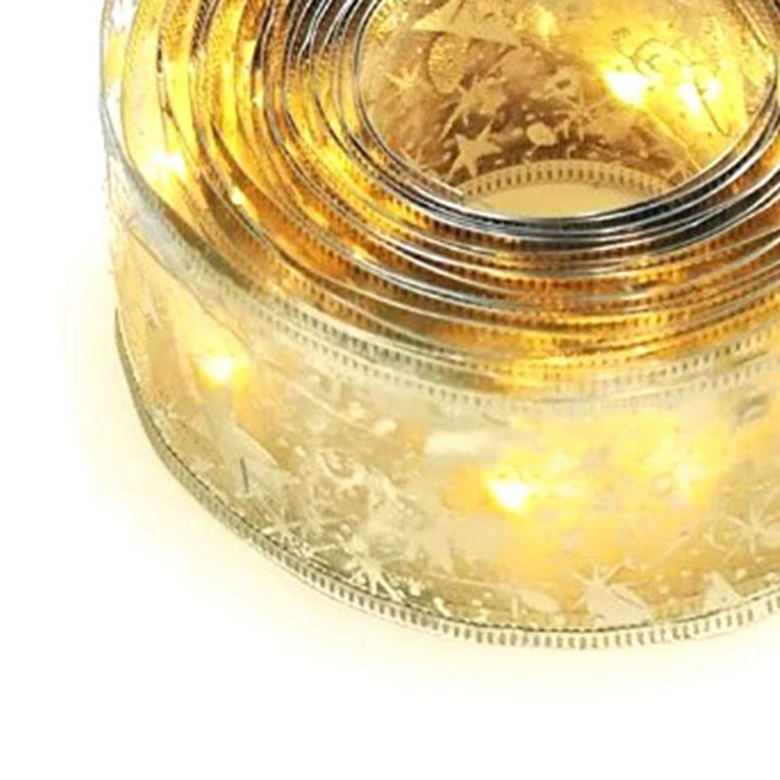 Christmas Ribbon Fairy Lights Gold Ribbon Warm Light 50 LED Christmas Tree view 9