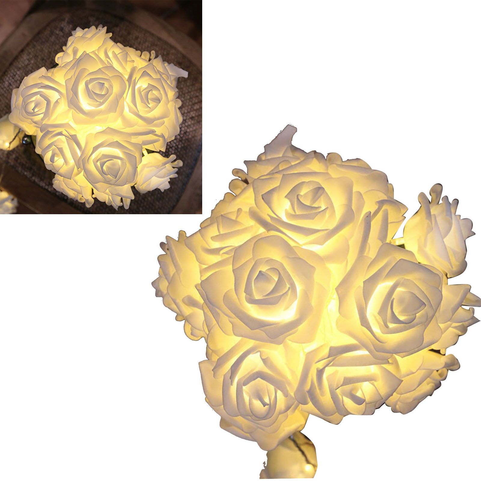 LED Rose Flower String Light Simulated Rose Flower Fairy String Lights for view 5
