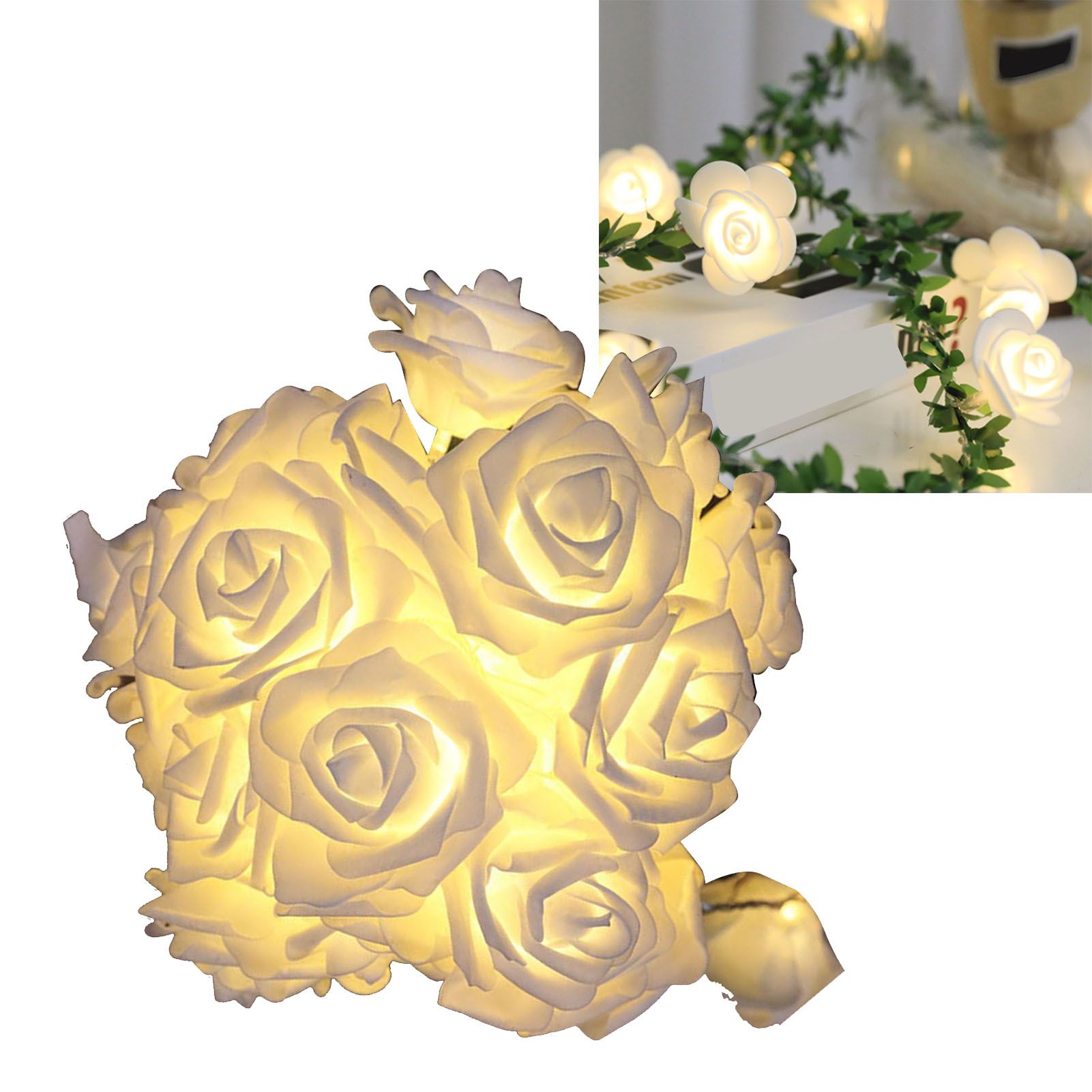 LED Rose Flower String Light Simulated Rose Flower Fairy String Lights for view 6