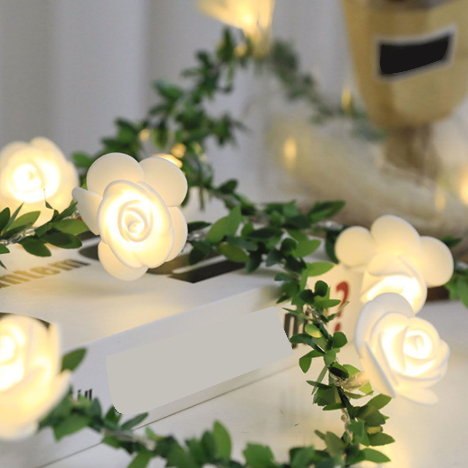 LED Rose Flower String Light Simulated Rose Flower Fairy String Lights for view 11