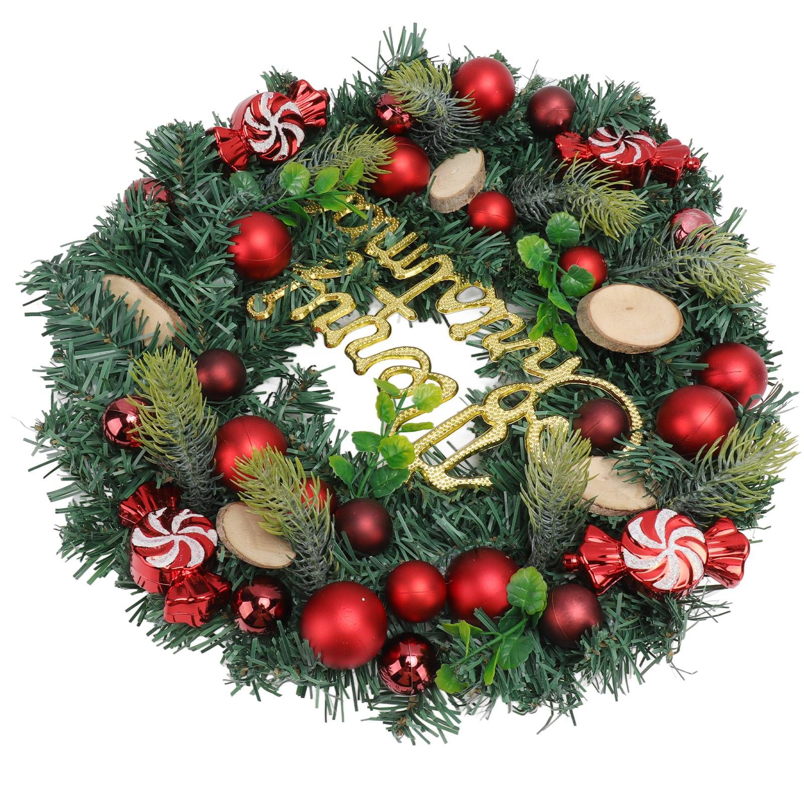 Artificial Christmas Wreath for Front Door Pine Needle Red Candy Christmas view 2