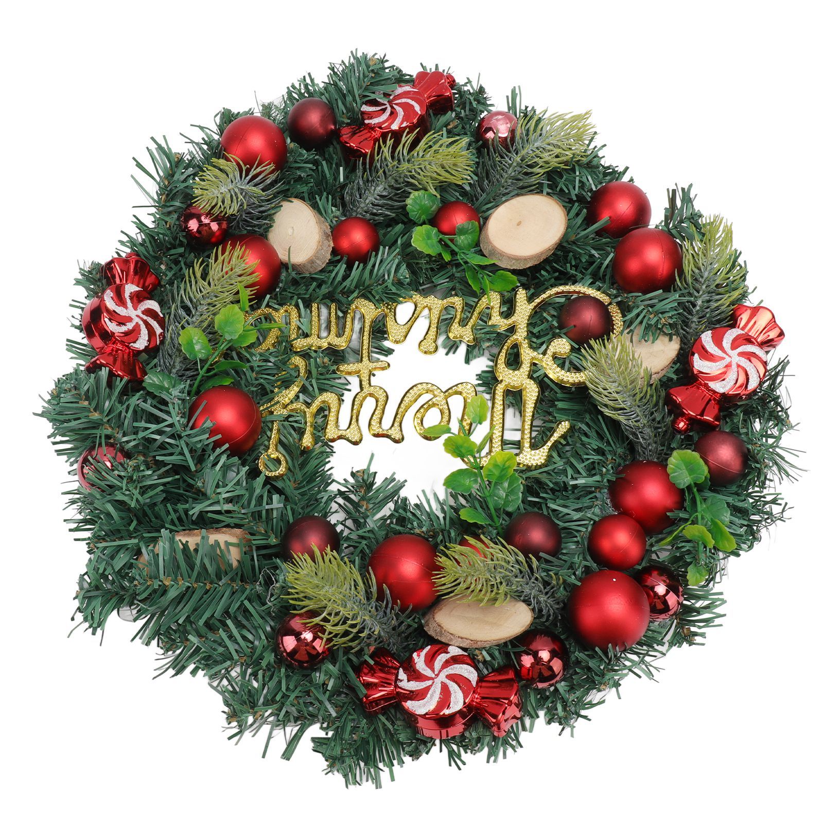 Artificial Christmas Wreath for Front Door Pine Needle Red Candy Christmas view 3