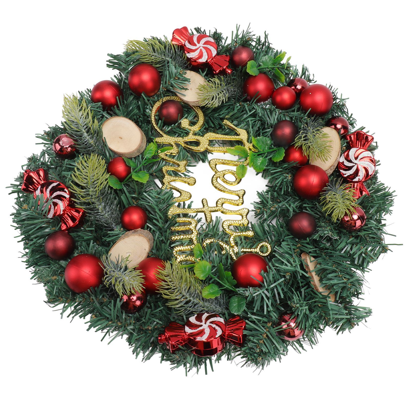 Artificial Christmas Wreath for Front Door Pine Needle Red Candy Christmas view 5