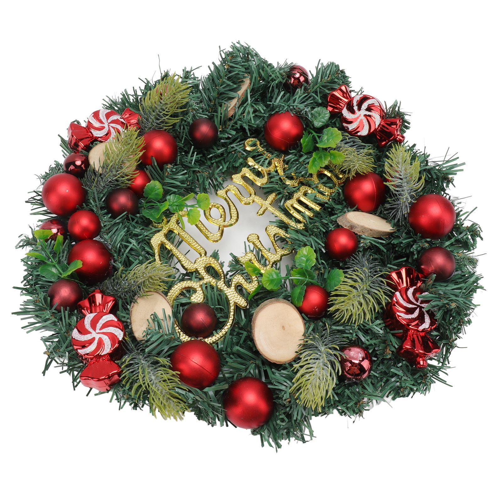 Artificial Christmas Wreath for Front Door Pine Needle Red Candy Christmas view 7