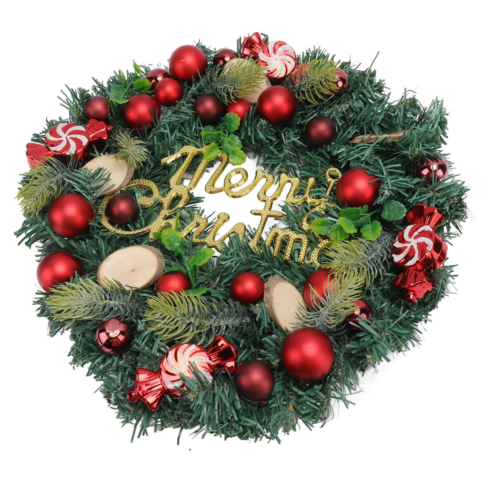 Artificial Christmas Wreath for Front Door Pine Needle Red Candy Christmas view 10