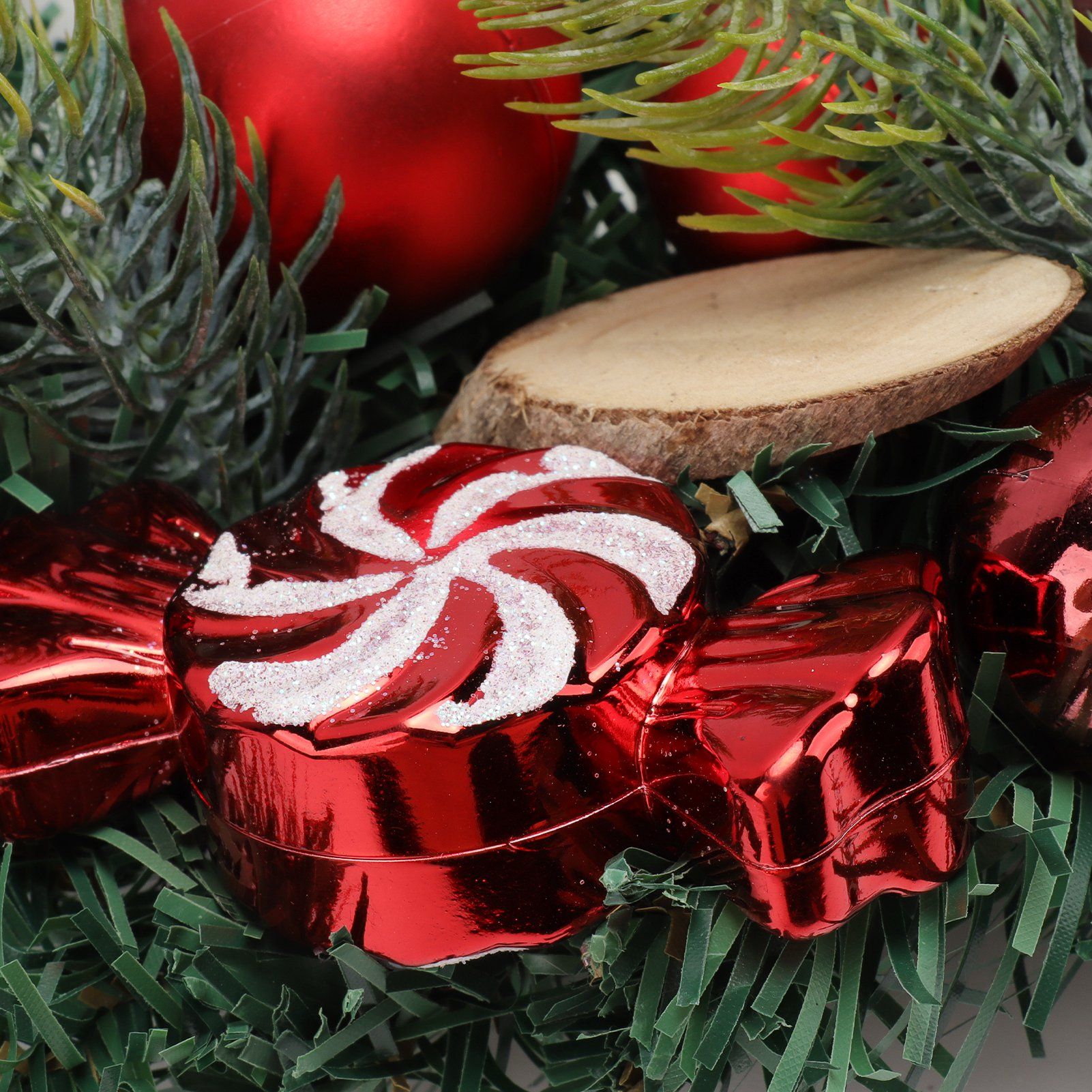 Artificial Christmas Wreath for Front Door Pine Needle Red Candy Christmas view 13