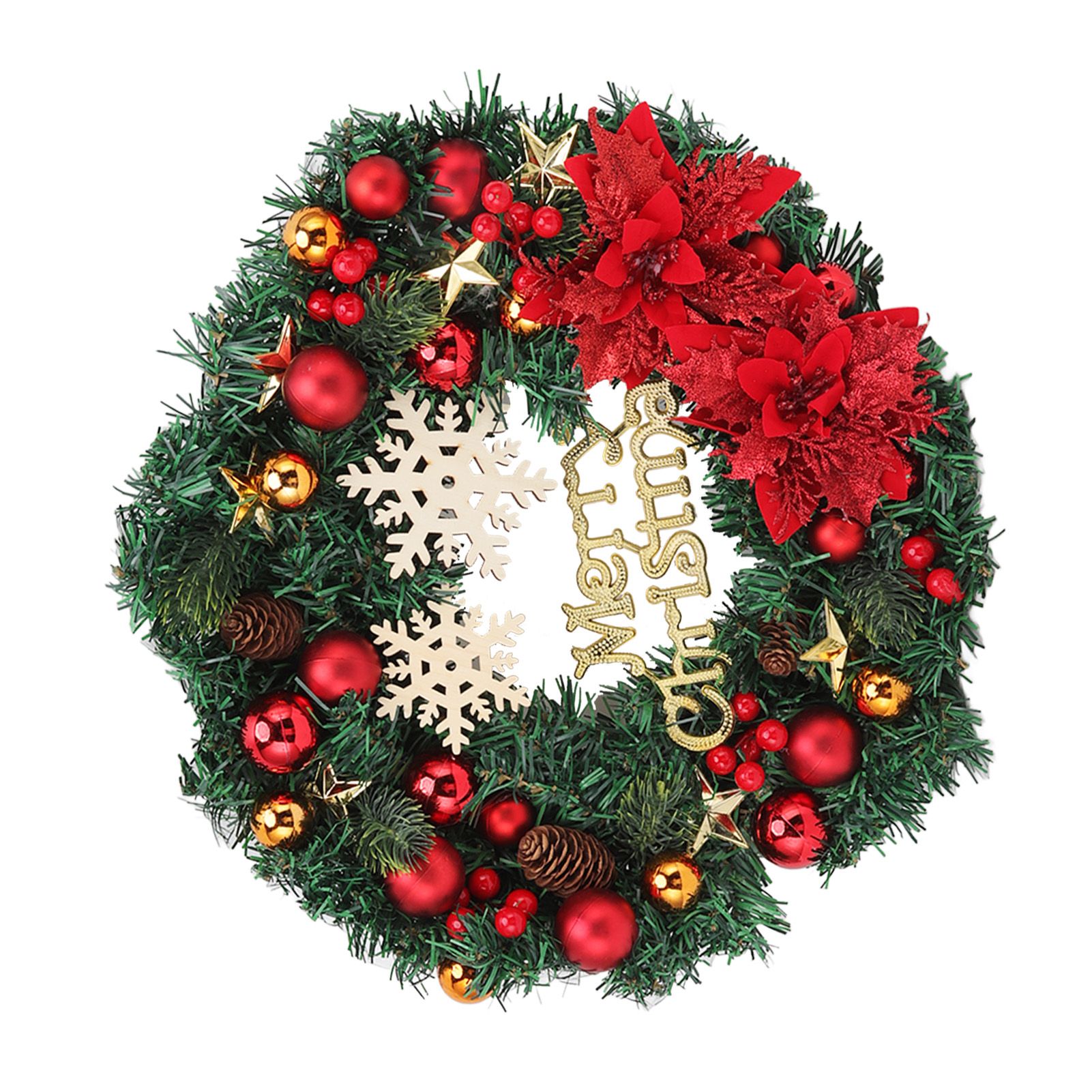 Christmas Wreath Snow Pine Cone Xmas Ball Wreath for Indoor Outdoor Holiday view 6
