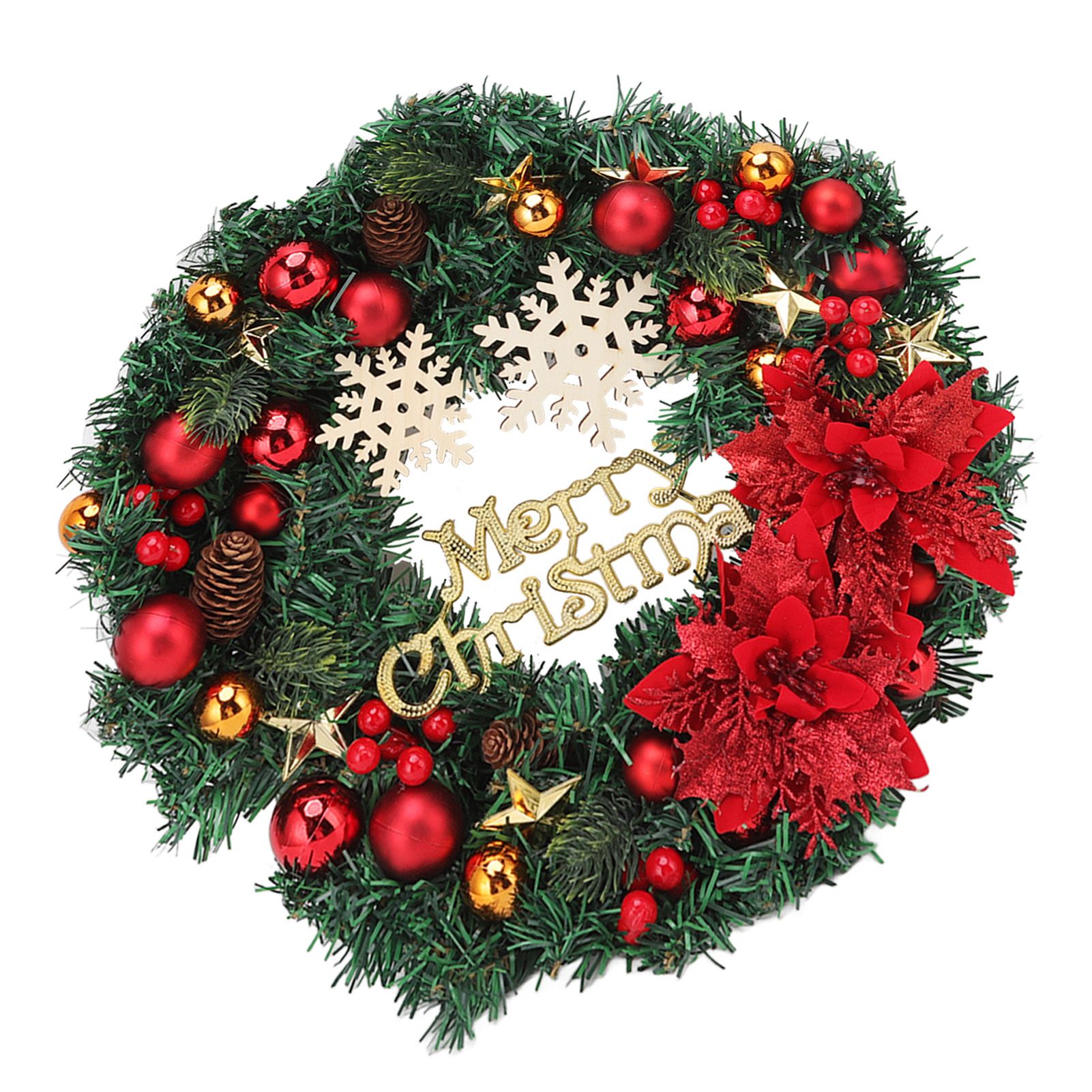 Christmas Wreath Snow Pine Cone Xmas Ball Wreath for Indoor Outdoor Holiday view 8