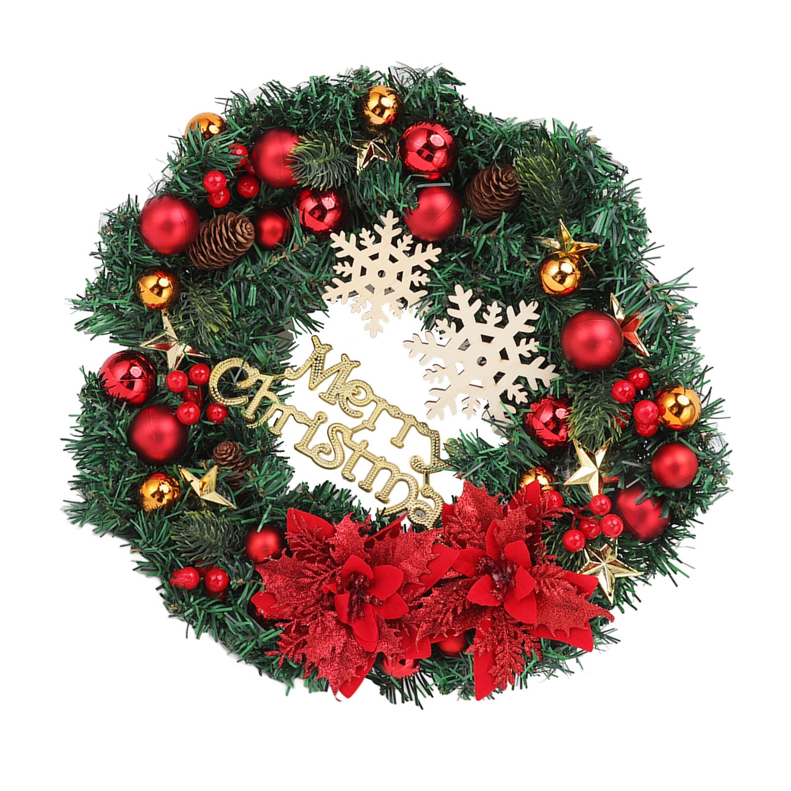 Christmas Wreath Snow Pine Cone Xmas Ball Wreath for Indoor Outdoor Holiday view 10