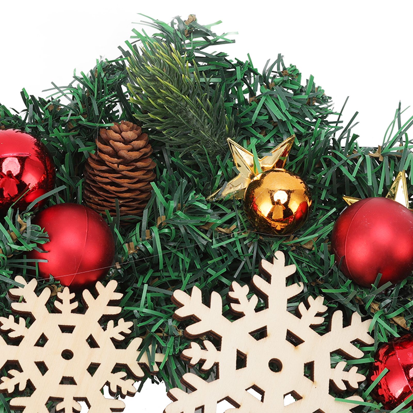 Christmas Wreath Snow Pine Cone Xmas Ball Wreath for Indoor Outdoor Holiday view 14