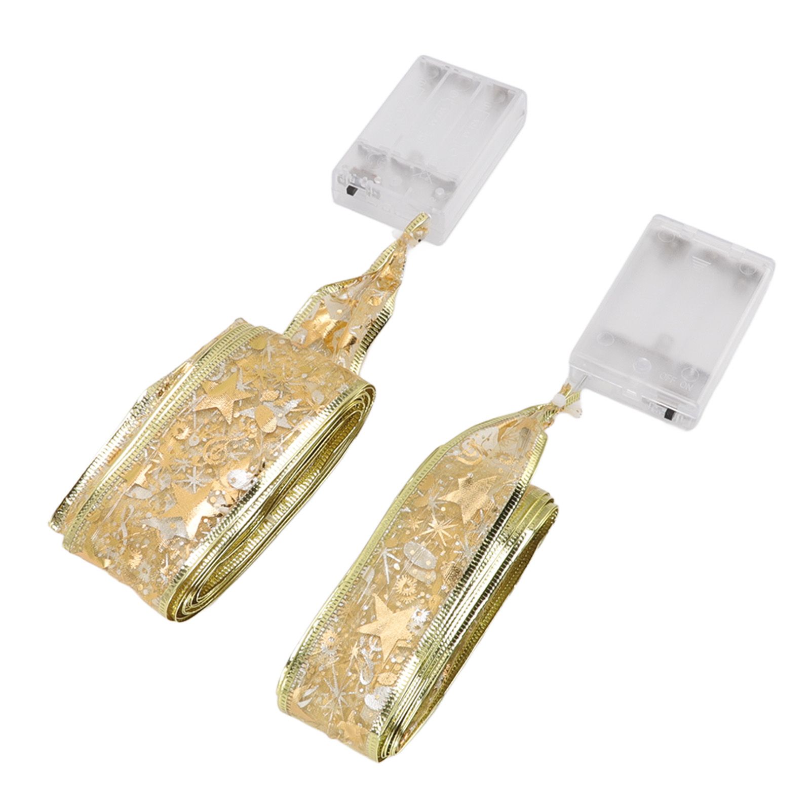 2 Pcs Christmas Ribbon String Lights Fairy Lights Christmas Tree Lights for view 5