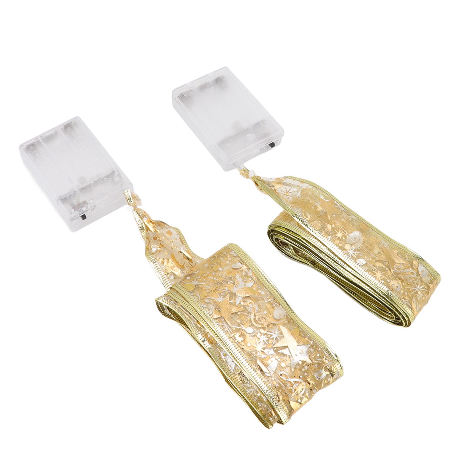 2 Pcs Christmas Ribbon String Lights Fairy Lights Christmas Tree Lights for view 6