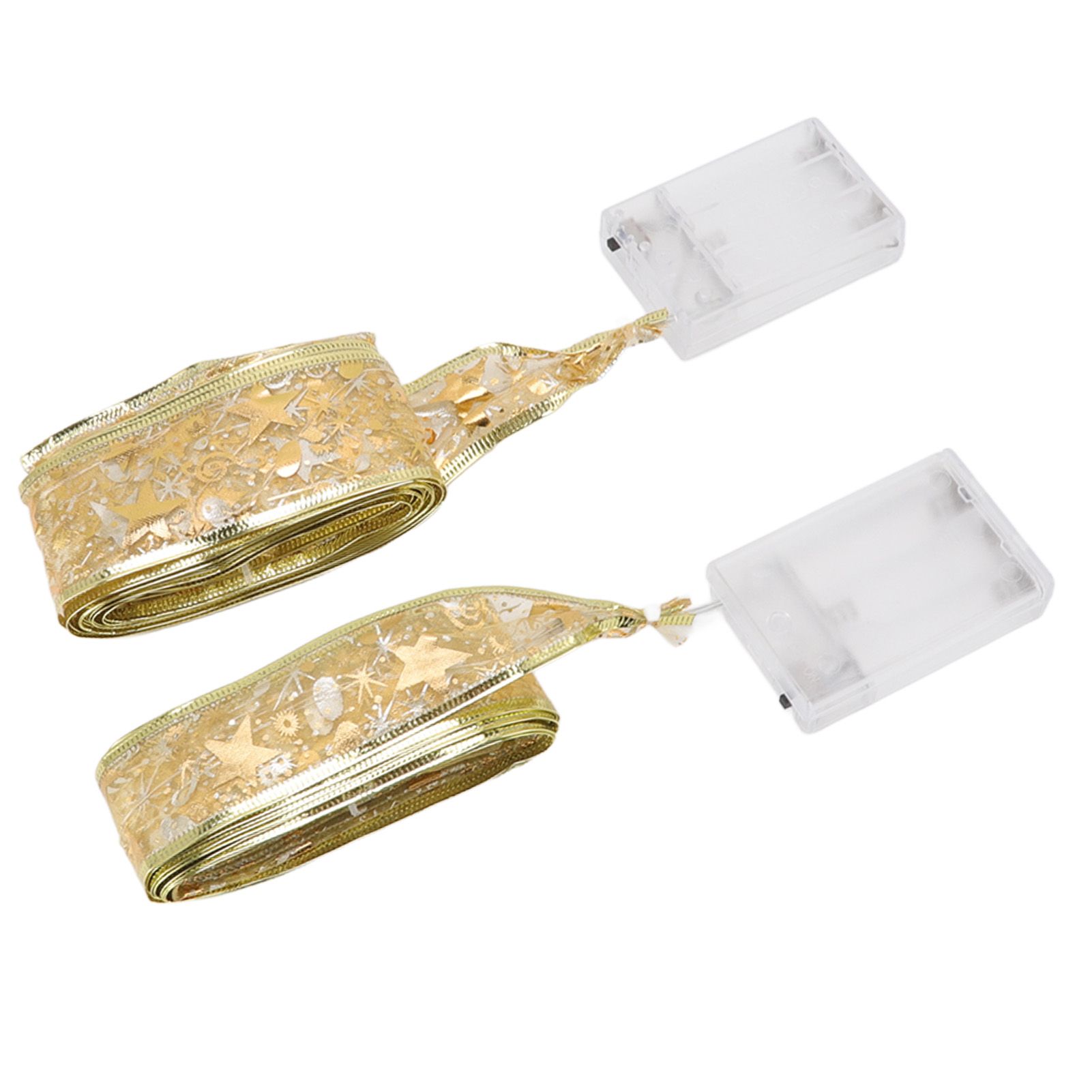 2 Pcs Christmas Ribbon String Lights Fairy Lights Christmas Tree Lights for view 9