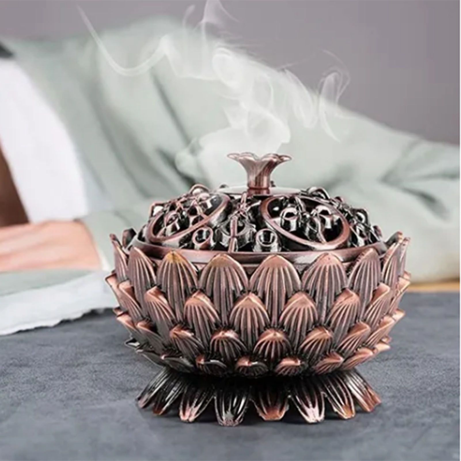 Lotus Incense Burner Zinc Alloy Cone Incense Holder Burner Small Incense view 12