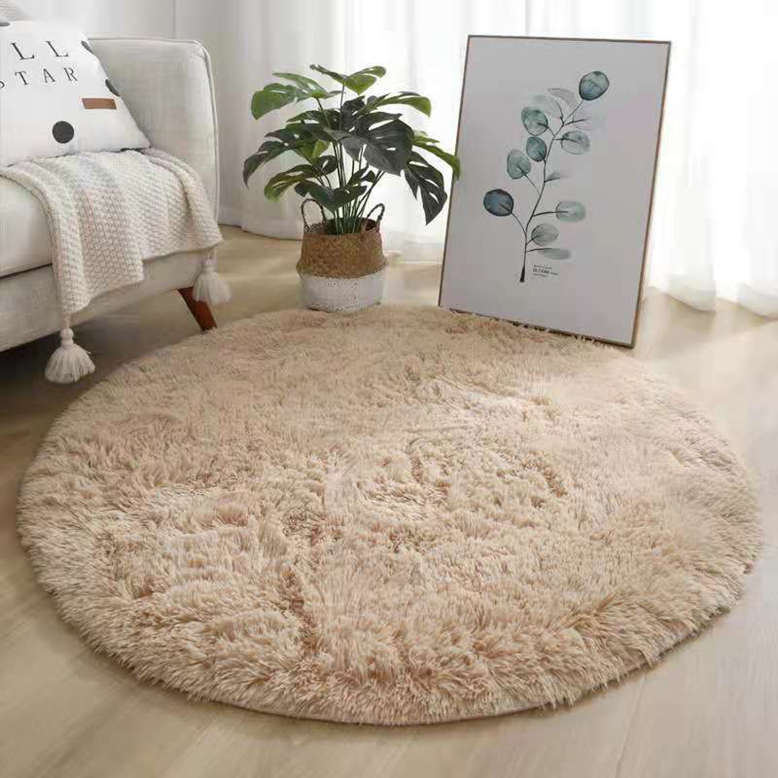 Floor Carpet Polyester Fiber Round Nordic Style Long Plush Soft Shaggy Rug for view 8