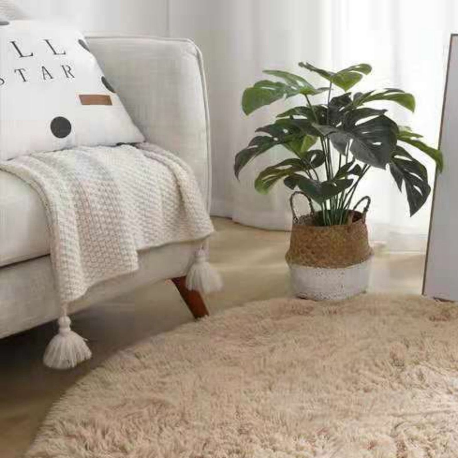 Floor Carpet Polyester Fiber Round Nordic Style Long Plush Soft Shaggy Rug for view 10