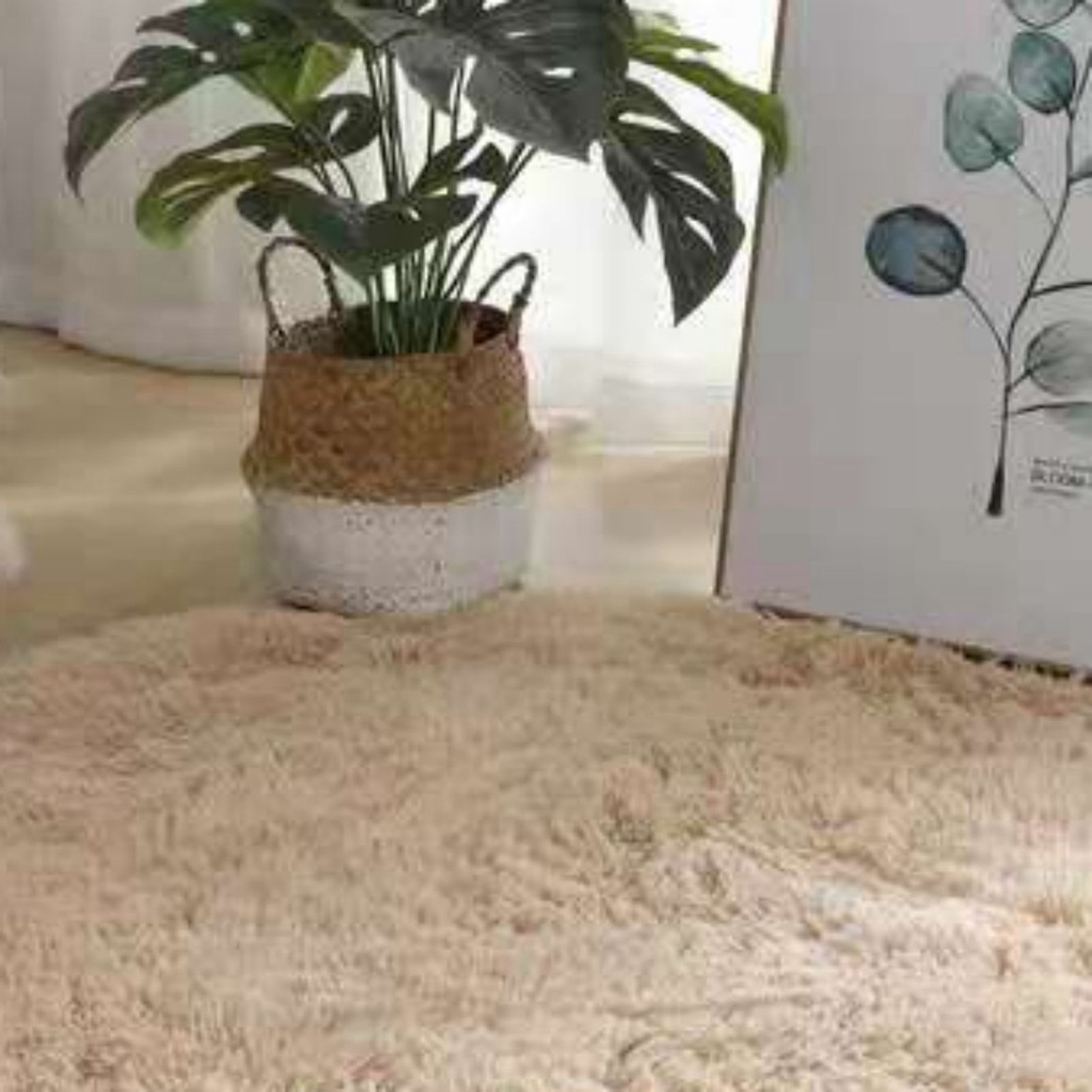 Floor Carpet Polyester Fiber Round Nordic Style Long Plush Soft Shaggy Rug for view 12