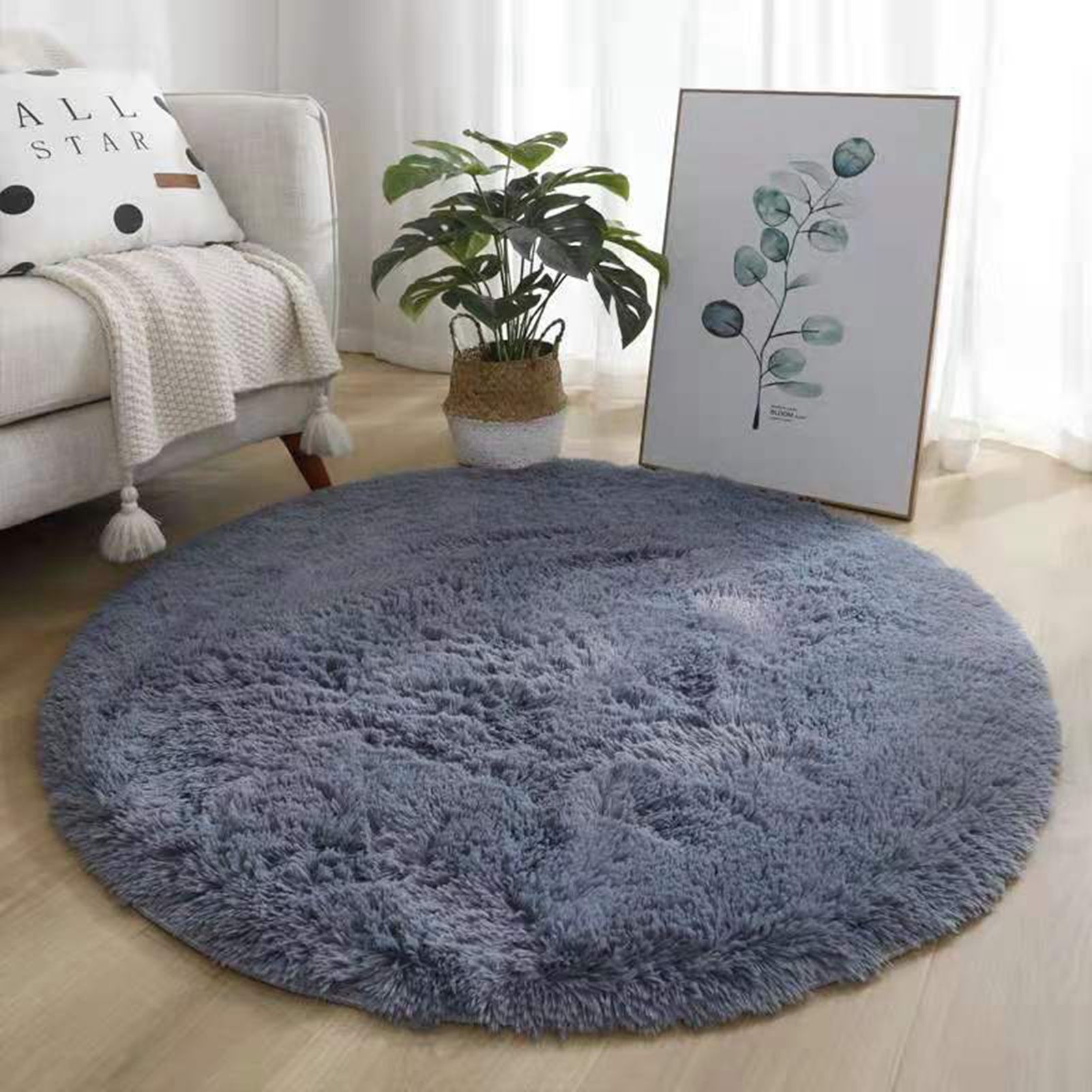 Floor Carpet Polyester Fiber Round Nordic Style Long Plush Soft Shaggy Rug for view 7