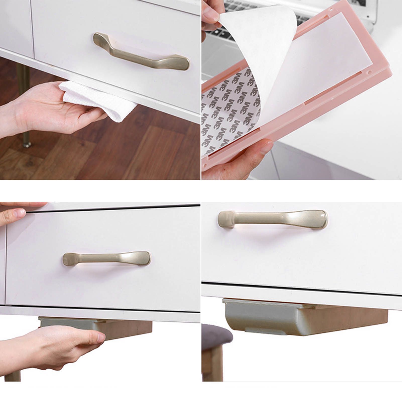 Under Desk Drawer Storage Box Security Punch Free Hidden Self Adhesive Pencil view 10