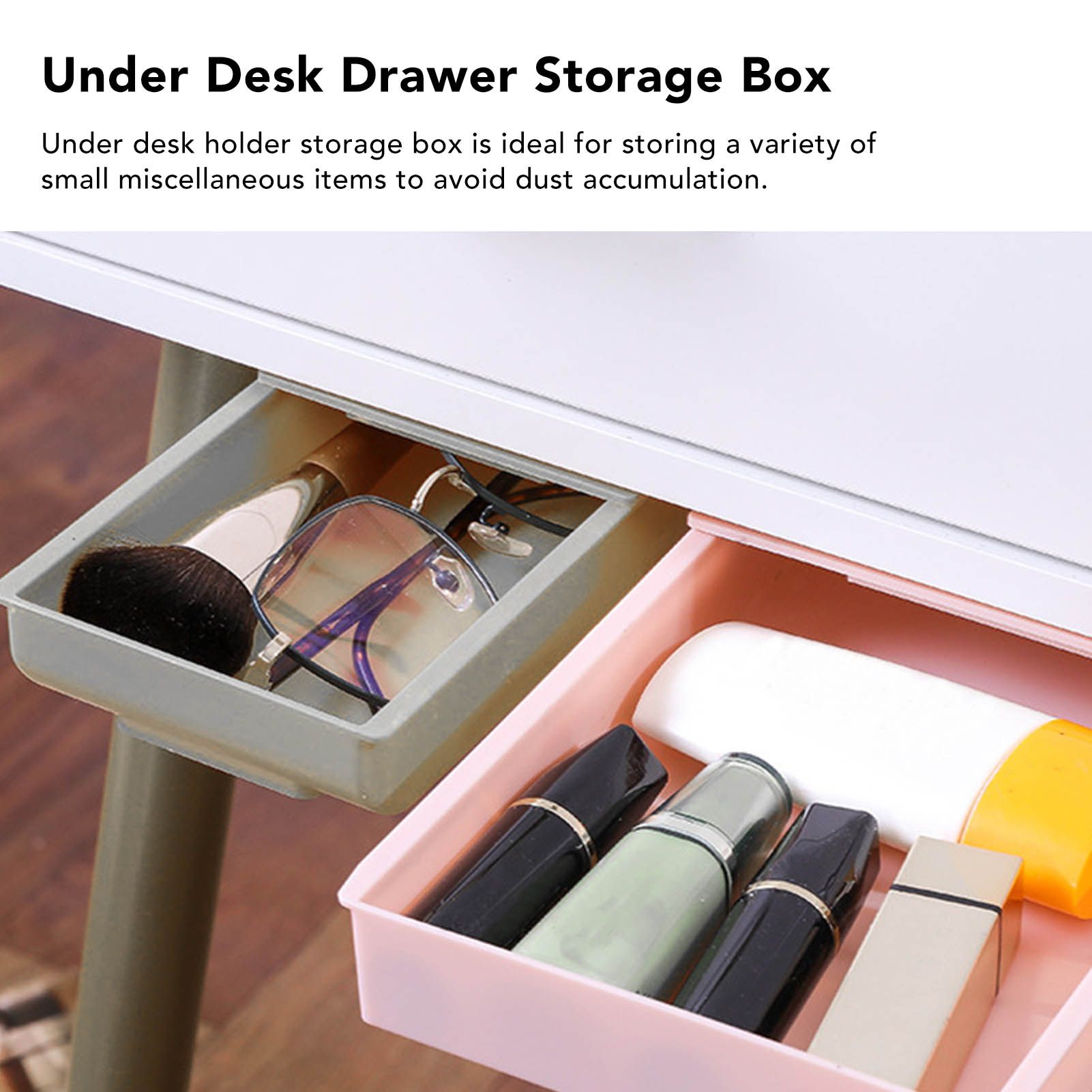 Under Desk Drawer Storage Box Security Punch Free Hidden Self Adhesive Pencil view 11