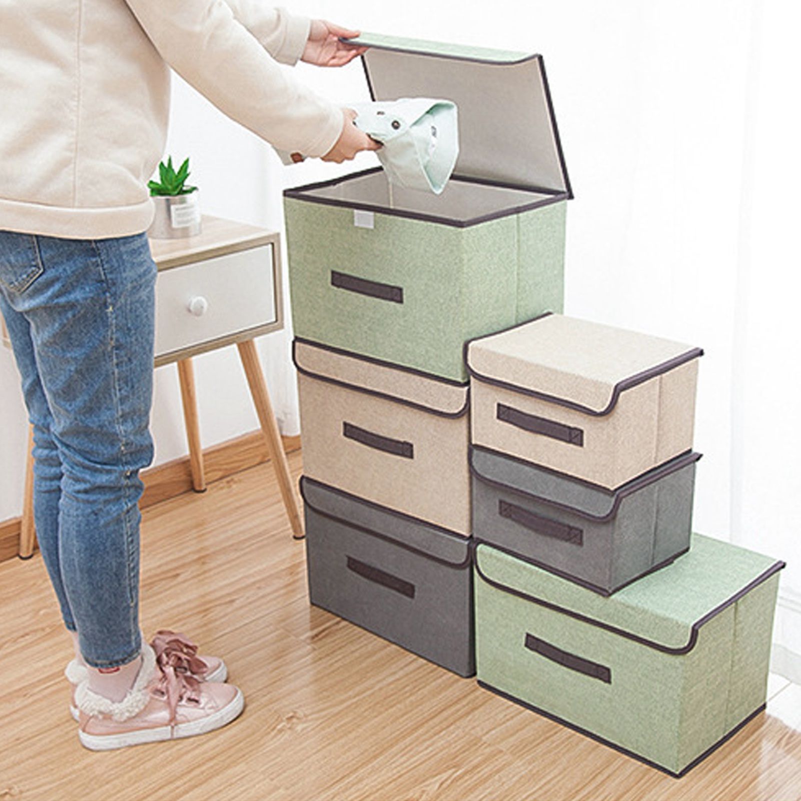 4 Pcs Non Woven Storage Box Case Dustproof Collapsible Two Large and Two Small view 13