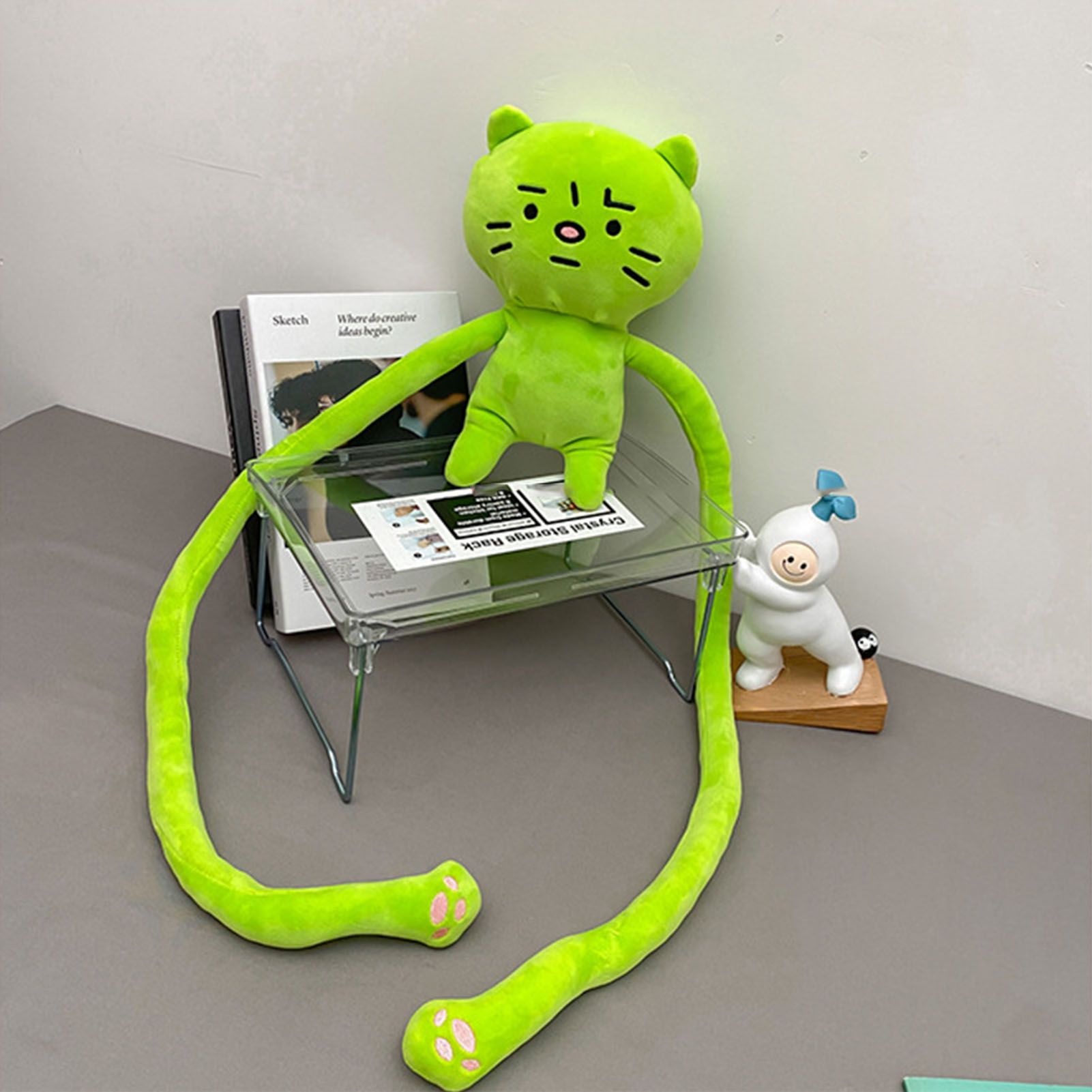 Plush Toy Shoulder Bag Cartoon Long Arm Anxiety Kitty Plush Purse Bag for view 10