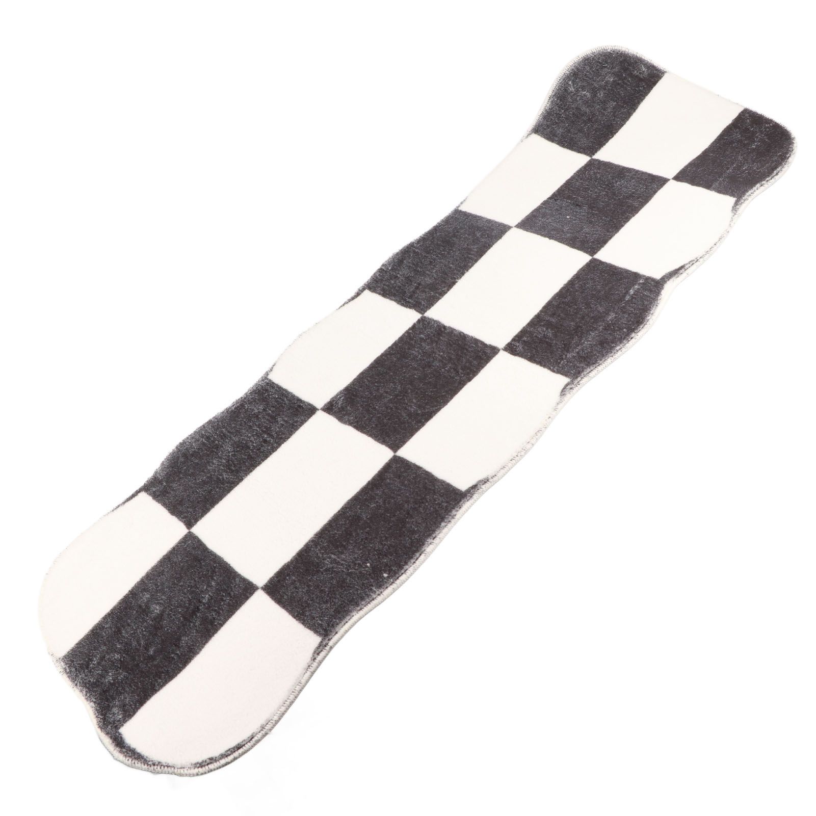 Runner Rug Black White Plaid Pattern Vintage Style Water Absorbent Stain — image 1